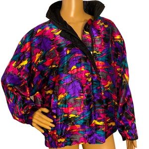VINTAGE COLORFUL HANARUM REVERSIBLE BOMBER JACKET  OS